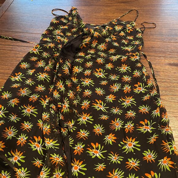 NWOT J.Crew Women's Sz 4 Flutter Wrap Dress Starburst Floral Black Multi Chiffon - Picture 8 of 16